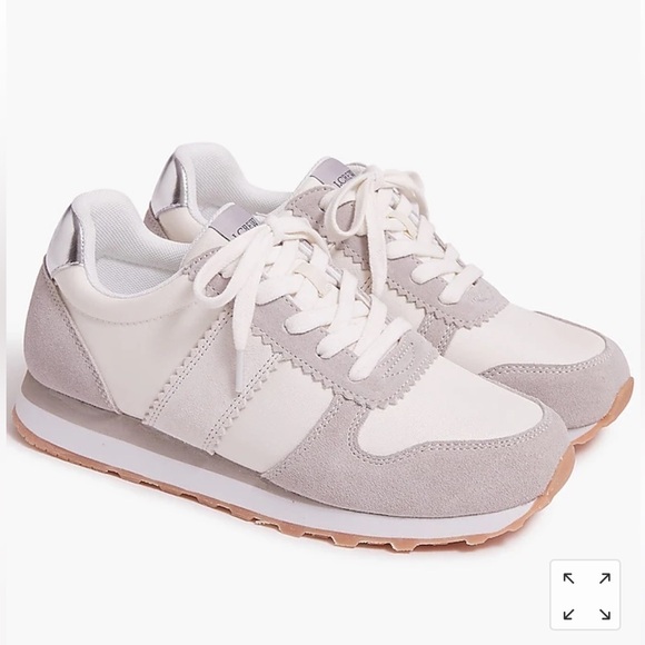 J. Crew Nylon striped city sneakers BJ256 Gray Drawstring White and Gray 8.5 - Picture 1 of 9